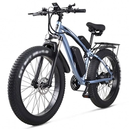 Electric oven Electric Mountain Bike Electric Bike for Adults 1000W 25 Mph E-Bike 26 Inch 4.0 Fat Tire Snow Bike 48V 17Ah Lithium Battery Electric Bike Mens Mountain Bike (Color : Blue)