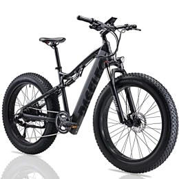 LEONX Electric Mountain Bike Electric Fat Bike for Adults 26inch x 4.0 Fat Tire Full Suspension E-bike Power Motor 48v 14.5Ah Removable Panasonic Battery Ebike Aluminum Mountain Frame Dual Suspension E MTB Bike 9 Speed Gears