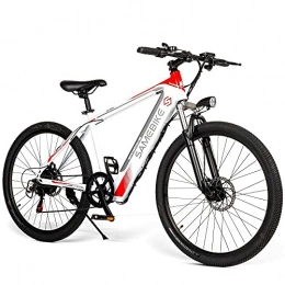 YANGAC Electric Mountain Bike Electric Mountain Bike, 26'' E-bike 350W Motor, 48V 8Ah Removable Li-ION Battery, Shimano 21 Speed Transmission Gears Double Disc Brake [EU Warehouse], White