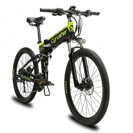 Extrbici Bike Extrbici MTB Mountain Bicycle XF770 17 * 26 inch Folding Electric Bike Mountain 500 Watt 48V Shimano 27 Speeds Aluminum Alloy Foldable Frame Full Suspension Dual Hydraulic Disc Brakes (black green)