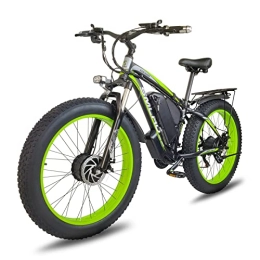 AKEZ Electric Mountain Bike Fat Tire Electric Bike for Adults Men Dual Motors 26 inch Mountain Bike Removable Battery Waterproof 48V 15A Shimano 21 Speed Transmission Gears E Bikes Double Disc Brake