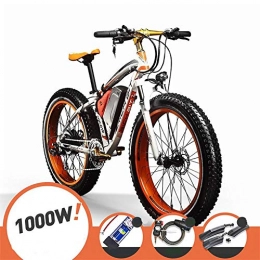 FYHJND Bike FYHJND Electric Mountain Bike Electric Bike Powerful Big Tire MTB Electric 48V 17AH 1000W E-Bike Beach Cruiser 21 Speed Electric Snow Bike, Yellow, 26