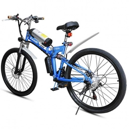 HJHJ Electric Mountain Bike HJHJ Folding electric bicycle, 26-inch portable electric mountain bike high carbon steel frame double disc brake with front LED light 36V / 8AH, Blue