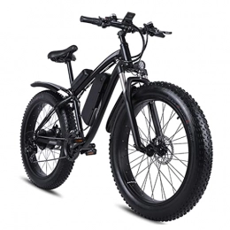 HMEI Electric Mountain Bike HMEI Electric Bikes for Adults Electric Bike for Adults 1000W 48V Motor 26 inch 4.0 Fat Tire 300 Lbs 30 Mph Electric Mountain Beach Snow Bicycle for Men E bike (Color : Black)