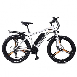 HWOEK Electric Mountain Bike HWOEK 26 Inch Adult Electric Mountain Bike, 350W Motor City Travel Electric Bike 36V Removable Battery 27 Speed Dual Disc Brakes with Rear Shelf, White, 8AH 50km