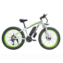 Hyuhome Electric Mountain Bike Hyuhome Electric Bikes for Adults Women Men, 4.0" Fat Tires 26 Inch 21 Speed Ladies Mountain Bicycle, 48V 13AH / 15AH 350W / 500W / 1000W MTB E-Bike with IP54 Waterproof, white green, 1000W15AH