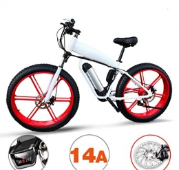 JXH Bike JXH 48V14AH 400W Powerful Electric Bike 26 '' 4.0 Fat Tire Ebike Shimano 27 Speed Snow MTB Folding Electric Bike for Adult Female / Male, White