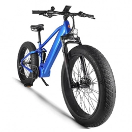 LDGS Electric Mountain Bike LDGS ebike Electric Bike 1000W 48V for Adults 40MPH 26 Inch Full Suspension Fat Tire Electric Bicycle Hidden Battery 9 Speed Mid Motor Mountain Ebike (Color : Blue, Gears : 9 Speed)