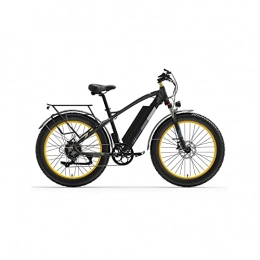 Liangsujian Electric Mountain Bike Liangsujian Electric Bicycle, 1000W 48V Electric Bike, 26 Inch Snow Bike Bicycle, Front & Rear Hydraulic Disc Brake (Color : Yellow, Size : 500w)