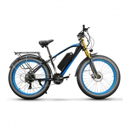 LIU Electric Mountain Bike Liu Electric Bike for Adults 750W 26 Inch Fat Tire, Electric Mountain Bicycle 48V 17ah Battery, Full Suspension E Bike (Color : White blue)