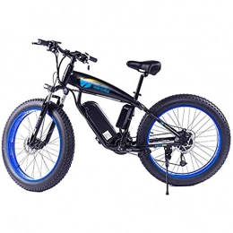 L&J Electric Mountain Bike LJ Adult Electric Bike, 26 Inches Fat Tire Snow Bike, 350W 48V 10Ah Removable Lithium-Ion Battery Bicycle Ebike, Beach Electric Car, for Outdoor Cycling, Black Blue, Black Blue