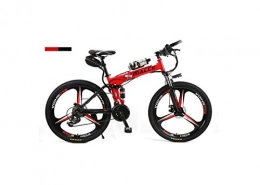 DYM Electric Mountain Bike Mountain Bike Unisex Dual Suspension Mountain Bike 26" Integral Wheel Electric Bike High-Carbon Steel Hybrid Bicycle Pedal Assisted Folding Bike with 36V Li-Ion Battery, Red, A