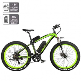 Nbrand Electric Mountain Bike Nbrand 26 Inch Electric Fat Bike Snow Bike, 26 * 4.0 Fat Tire Mountain Bike, Lockable Suspension Fork, 3 Riding Modes (Green, 1000W Plus 1 Replacement 17Ah)