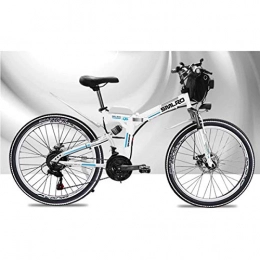 NZ-Children's bicycles Bike NZ-Children's bicycles 48V Electric Mountain Bike, 26 Inch Folding E-bike with 4.0" Fat Tyres Spoke Wheels, Premium Full Suspension, White