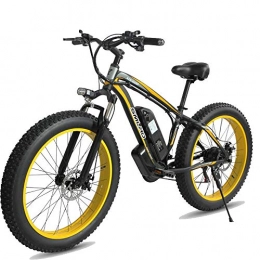 QDWRF Electric Mountain Bike QDWRF Fat Electric Mountain Bike, 26 Inches Electric Mountain Bike 4.0 Fat Tire Snow Bike 1000W / 500W Strong Power 48V 10AH Lithium Battery Yellow 500W