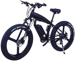 RDJM Electric Mountain Bike RDJM Ebikes, 26 Inch 21 / 24 / 27 Speed Electric Mountain Bikes With 4.0" Fat Snow Bicycles Dual Disc Brakes Brakes Beach Cruiser Mens Sports E-bikes (Color : 10Ah, Size : Black-B)