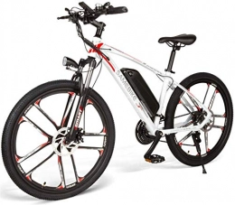 RDJM Electric Mountain Bike RDJM Ebikes, Electric Mountain Bike 26" 48V 350W 8Ah Removable Lithium-Ion Battery Electric Bikes for Adult Disc Brakes Load Capacity 100 Kg (Color : White)