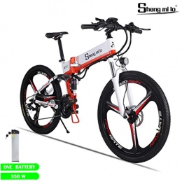 Shengmilo Bike Shengmilo Electric Foldable Bike, 26 Inch Integrated Wheel Mountain Road E- Bike, 1 PCS 48V / 350W Lithium Battery Included (WHITE)