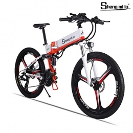 Shengmilo Electric Mountain Bike Shengmilo Electric Foldable Bike, One-Wheel Bicycle, SHIMANO 21 Speed, 26 Inch Integrated Wheel Mountain Road E- Bike, 1 PCS 13AH Lithium Battery Included (WHITE)