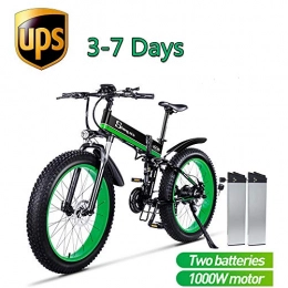 Shengmilo Electric Mountain Bike Shengmilo-MX01 26 Inches Electric Snow Bike, 1000W 48V 13ah Folding Fat Tire Mountain Bike MTB Shimano 21 Speed E-bike Pedal Assist Lithium Battery Hydraulic Disc Brakes Contains Two Batteries