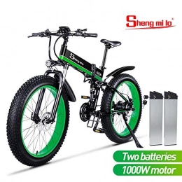 Shengmilo-MX01 Electric Mountain Bike Shengmilo-MX01 26inch Fat Tire Electric Bike 1000W 48V Snow E-Bike Shimano 21 Speeds Beach Cruiser Mens Women Mountain e-Bike Pedal Assist, Lithium Battery Hydraulic Disc Brakes