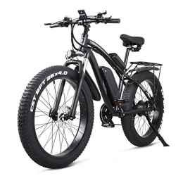 Smisoeq Electric Mountain Bike Smisoeq Electric mountain bike, three loop modes, full suspension fork, bike tire 26 * 4.0, 1000w 48V electric mountain bike with a rear seat (Color : Black)