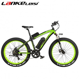 SMLRO Bike SMLRO LANKELEISI XF4000 1000W Fat Tire Snow bike E-Bike Electric Bike With Computer Speedometer Electric Odometer Powerful Electric MTB Bike 10AH Mountain bike (Black-Green)