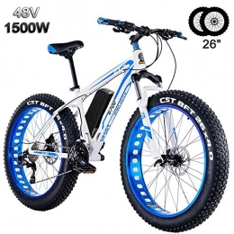 SPEED Electric Mountain Bike SPEED 48V Electric Mountain Bike 26'' Fat Tire E-Bike 27 Beach Cruiser Mens Sports Mountain Bike Full Suspension Lithium Battery 1500w rear wheel motor Hydraulic E-MTB Blue