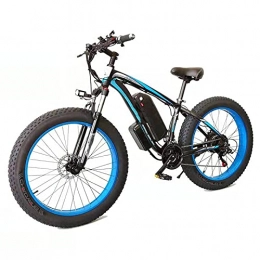 TERLEIA Bike TERLEIA Electric Bike 350W Motor Front And Rear Disc Brakes All Terrain Snow Cross-Country Electric Bike 26" Mountain Electric Bicycle for Adults 21 Speed Fat Tire E-Bike, Black blue, 36V 10Ah