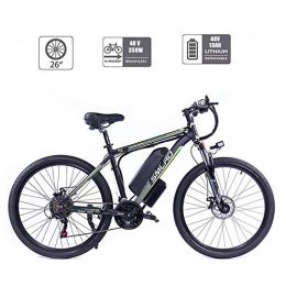 UNOIF Electric Mountain Bike UNOIF Bike Mountain Bike Electric Bike with 21-speed Shimano Transmission System, 350W, 13AH, 36V lithium-ion battery, 26" inch, Pedelec City Bike Lightweight, Black Green