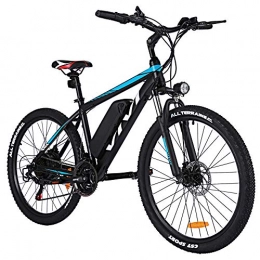 Vivi Bike VIVI Electric Bike for Adult, 26 Inch Men's Mountain Bike 36V 10.4 Ah Removable Li-Ion Battery with Fork Suspension, 21 Speed Gear Ebike Electric Bicycle (Blue H6-Emtb)