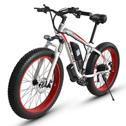 xianhongdaye Electric Mountain Bike xianhongdaye 26 * 4.0 inch large tire electric car mountain off-road electric bicycle 48V15AH lithium battery oil brake brake bicycle-White red 48V15AH oil brake_26 inches x 18.5 inches