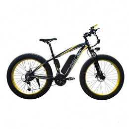 xianhongdaye Electric Mountain Bike xianhongdaye Wide tire 48v 15ah 350w electric bicycle 27 speed disc brake mountain bike 26 * 4.0 strong grip road tire-Yellow 48V15AH