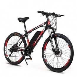 XXZ Bike XXZ Electric Mountain Bike 26'' E-Bike 36v10ah250w 27 Speeds Beach Cruiser Mens Sports Mountain Bike Full Suspension Lithium Battery Hydraulic Disc Brakes, Black red