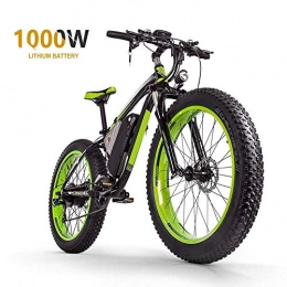 YDWLLF Bike YDWLLF 48v16ah1000w Electric Mountain Bike 26'' Fat Tire E-Bike 21 Speeds Beach Cruiser Mens Sports Mountain Bike Full Suspension Large Capacity Lithium Battery Hydraulic Disc Brakes, Black, Green