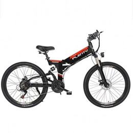 YUNYIHUI Bike YUNYIHUI 26 Inch Folding E-bikewith 48V Removable Lithium Battery Chargingsmart Electric bicycleE-bikePremium Full Suspension and Shimano 21 Speed GearCommuter Bike, Black retro wheel-48V10ah