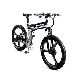 YUNYIHUI Bike YUNYIHUI Electric folding bike, mountain bike - 26" - 90km battery life, 400W high speed brushless motor, pedal with disc brake and suspension fork, Blue-48V10ah