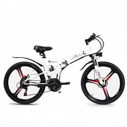 YUNYIHUI Electric Mountain Bike YUNYIHUI Electric Mountain Bike, Lithium-ion battery, 26 Inch Folding E-bike, commuter city folding bike, White three knife wheel-350W