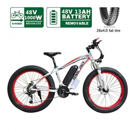 ZHAOSHOP Bike ZHAOSHOP Electric Bike, 26inch Fat Tire e-Bike Commute Ebike with 750W Motor Electrics Bike 21 Speed Gear Three Working Modes with 13Ah Lithium Battery, red