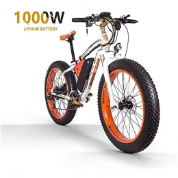 ZLZNX Electric Mountain Bike ZLZNX Fat Tire Electric Bike Mountain Bike 26"E-Bike with 48v 16ah / 1000w Lithium Battery and 21-Speed full Suspension Hydraulic Disc Brake Electric Bike, Orange