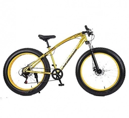 Tochange Bike 26 * 17 Inches Fat Bike Off-Road Beach Snow Bike Lightweight High-Carbon Steel Frame Cruiser Bikes Beach Snowmobile Mens Bicycle, Double Disc Brake, Gold, 21 Speed