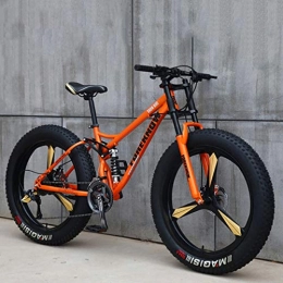 Ti-Fa Bike 26 Inch Fat Tire Mountain Bikes 4.0 Wide Tire Dual Disc Brake Bicycle, High-carbon Steel Frame, Anti-Slip Bikes, Orange, 27 speed