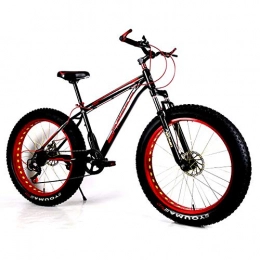 Doris Fat Tyre Mountain Bike 26 Inch Fat Tire Mountain Trail Bike, Dual Disc Brakes Shock Mountain Bicycle, Mountain Bike, Adult Mountain Bike, black red