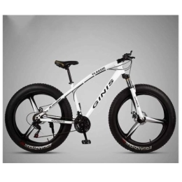 WJSW Bike 26 Inch Mountain Bicycle, High-carbon Steel Frame Fat Tire Mountain Trail Bike, Men's Womens Hardtail Mountain Bike with Dual Disc Brake, White, 24 Speed 3 Spoke