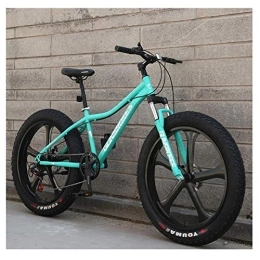 WJSW Fat Tyre Mountain Bike 26 Inch Mountain Bikes, High-carbon Steel Hardtail Mountain Bike, Fat Tire All Terrain Mountain Bike, Women Men's Anti-Slip Bikes, Blue, 27 Speed 5 Spoke