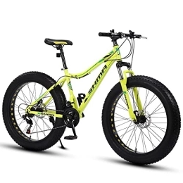 TAURU Fat Tyre Mountain Bike 26" Mountain Bikes, Snow Bike Road Bike, Adult Fat Tire Mountain Trail Bike, 21 Speed Bicycle, High-carbon Steel Frame Dual Full Suspension Dual Disc Brake (Yellow)