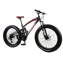 peipei Fat Tyre Mountain Bike 4.0 fat bike Mountain bike Double disc brake beach bicycle snow bike light high carbon steel 24 / 26 inch mountain bicycle-26 inch Black red_27 speed_Spain