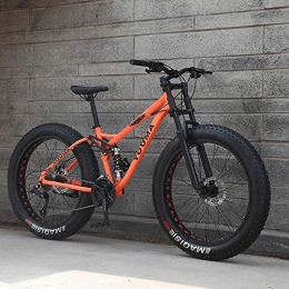 Abrahmliy Bike Abrahmliy 26 Inch Mens Fat Tire Mountain Bike Beach Snow Bikes Double Disc Brake Cruiser Bicycle Lightweight High-Carbon Steel Frame Aluminum Alloy Wheels-Orange_21 speed