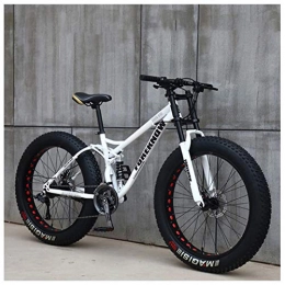 ACDRX Fat Tyre Mountain Bike ACDRX Mountain Bikes, Bicycle, 26 Inch, 21 Speeds, High Carbon Steel, Lightweight, Beach, Sport Bike, Dual-Suspension, Double Disc Brake, Fat Tire Bike, White