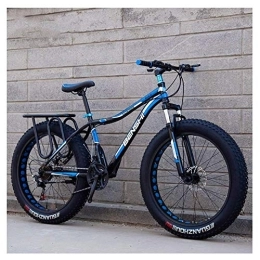 WJSW Fat Tyre Mountain Bike Adult Fat Tire Mountain Bikes, Dual Disc Brake Hardtail Mountain Bike, Front Suspension Bicycle, Women All Terrain Mountain Bike, Blue B, 24 Inch 24 Speed